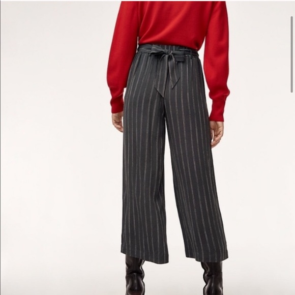 Wilfred Pinstripe Faun Wide-Leg Pant - Picture 2 of 16